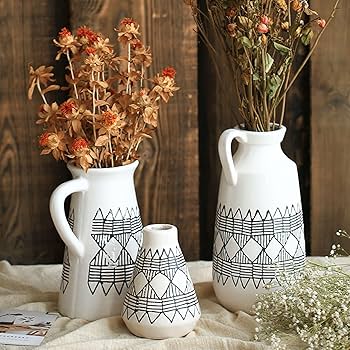 Amazon.co.jp: 創造的な幾何学模様の陶磁器の花瓶の窓帯屋内多機能花の